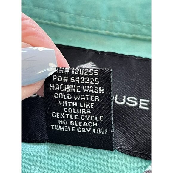 Shouthouse Mens Sz L Turquoise  Abstract Print Short Sleeve Button Up Shirt - Picture 5 of 7